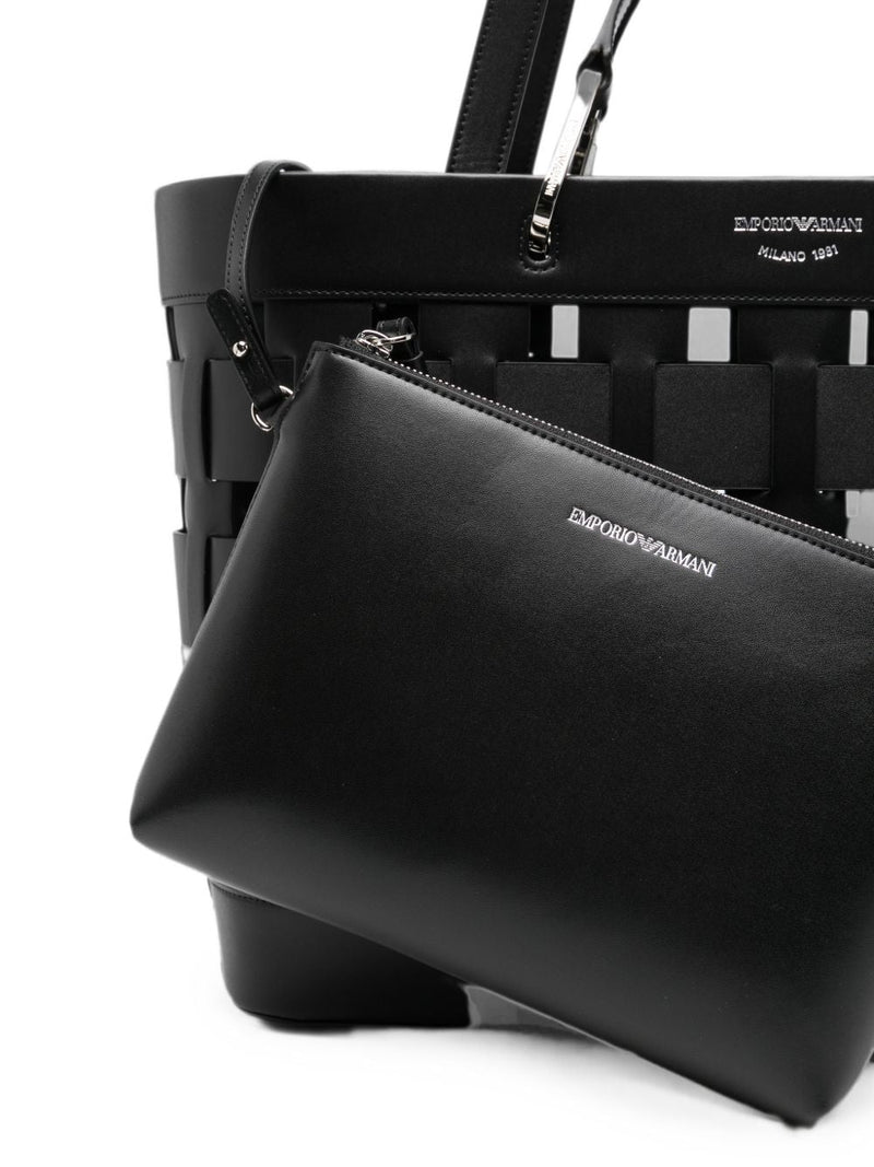 Emporio Armani Woven Design Tote Bag — Black