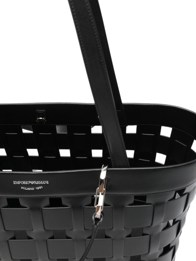Emporio Armani Woven Design Tote Bag — Black