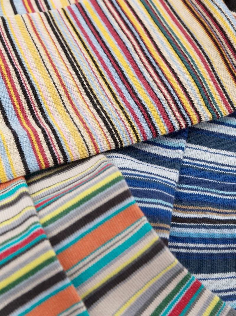 Paul Smith Striped Cotton Blend Socks — Multicolor With Stretch Glove