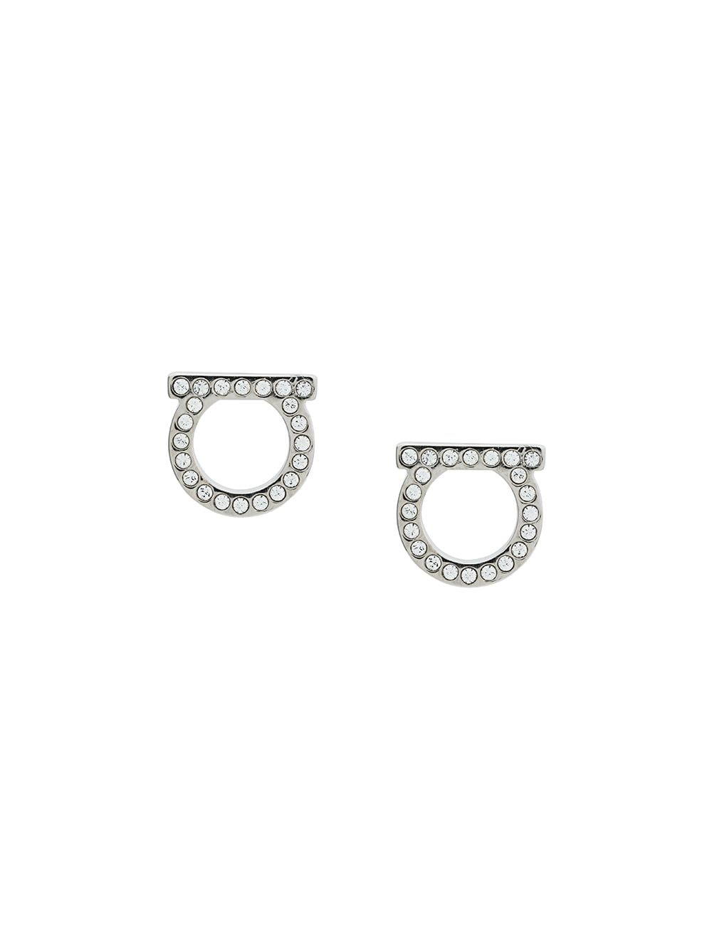 Ferragamo Gancini Crystal Earrings — Silver