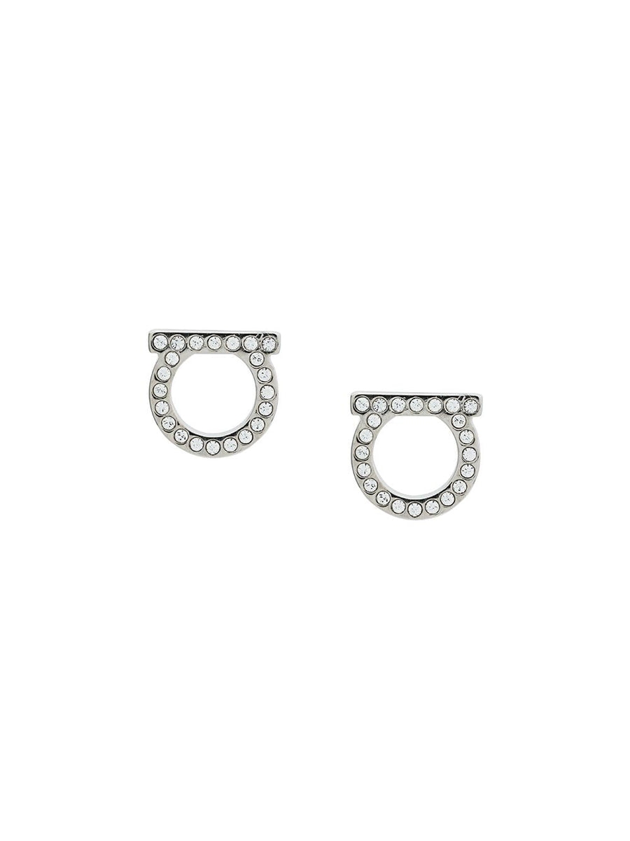 Ferragamo Gancini Crystal Earrings — Silver