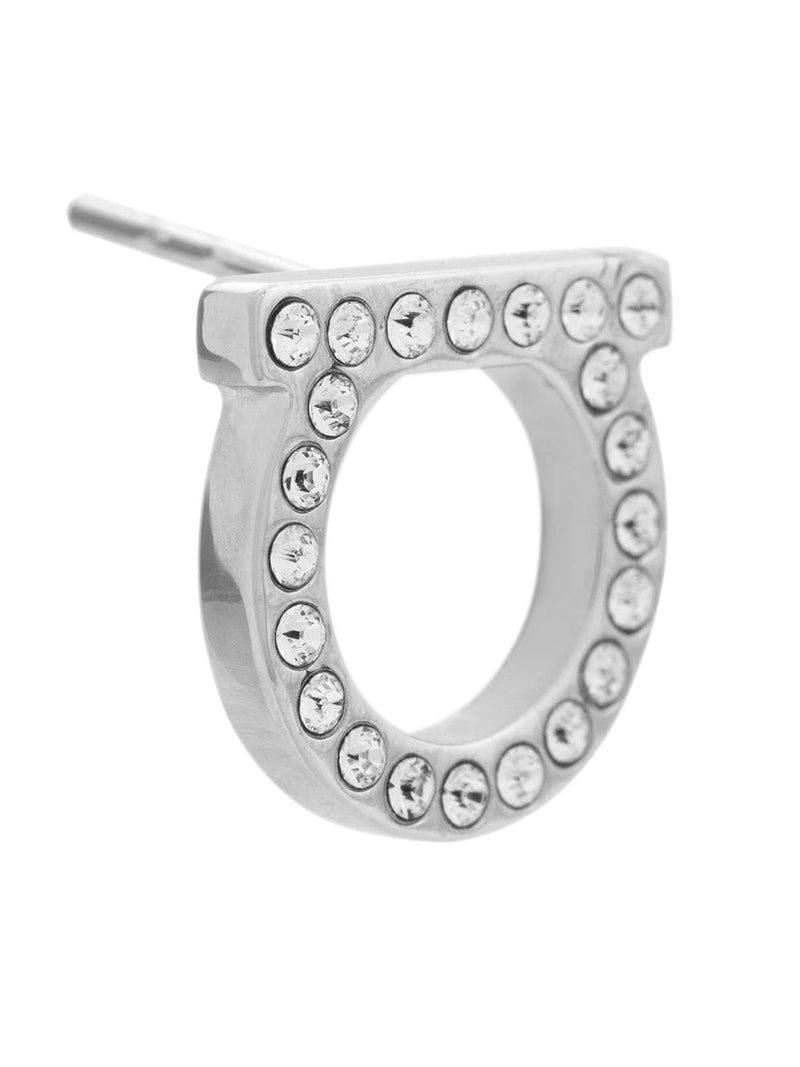Ferragamo Gancini Crystal Earrings — Silver