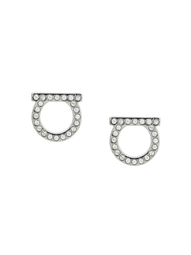 Ferragamo Gancini Crystal Earrings — Silver