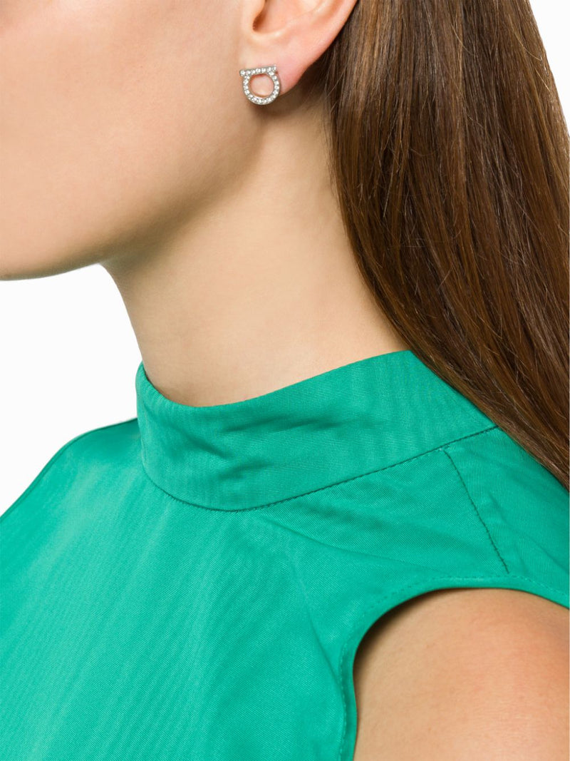Ferragamo Gancini Crystal Earrings — Silver