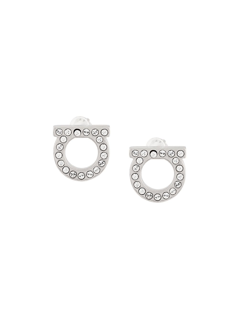 Ferragamo Gancini Crystal Earrings — Silver