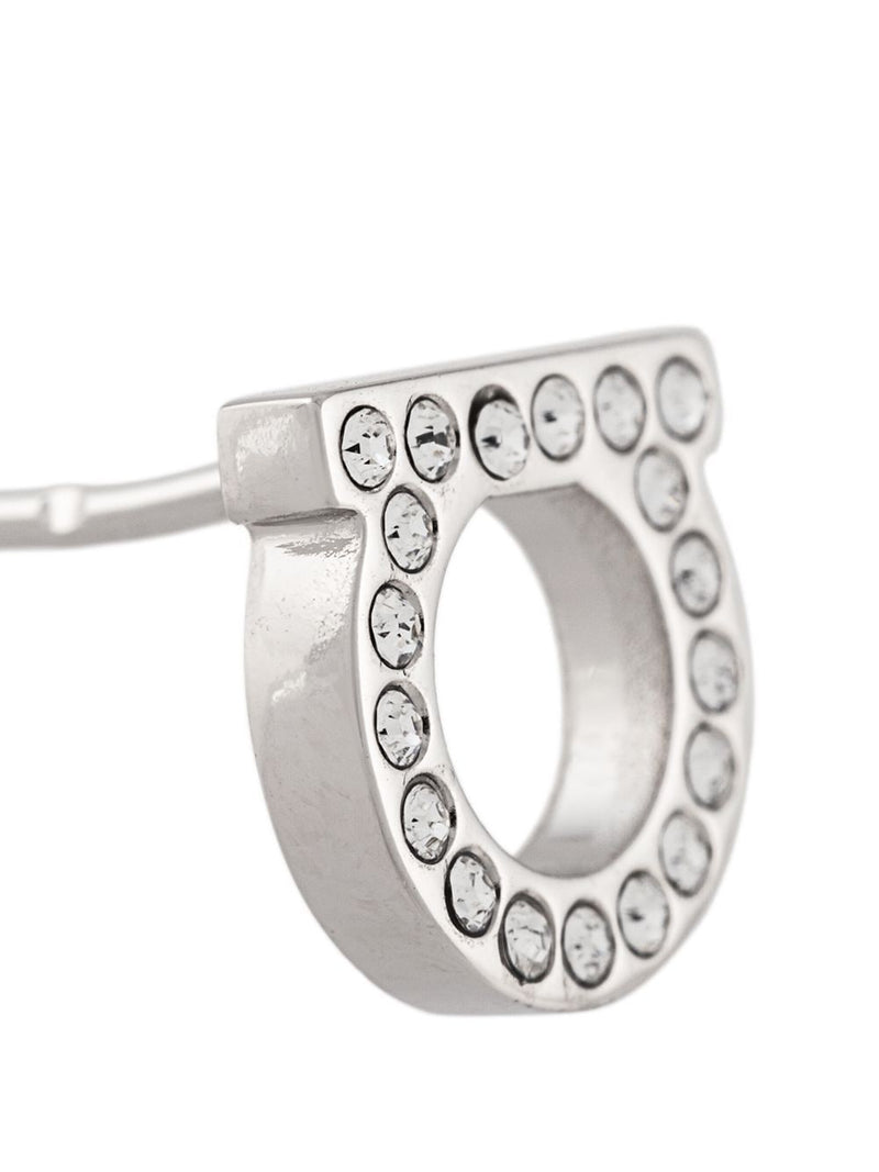 Ferragamo Gancini Crystal Earrings — Silver