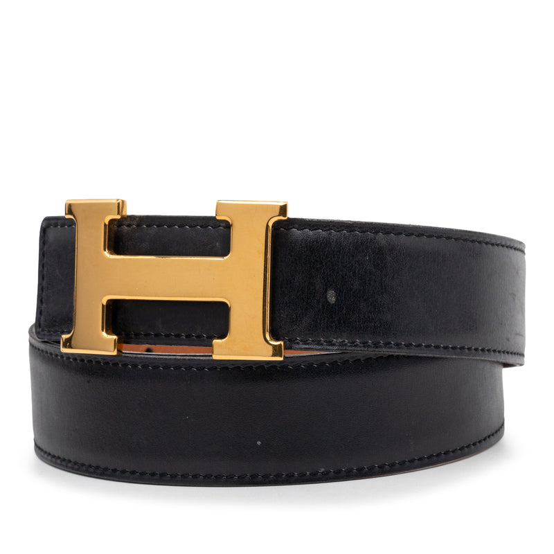 Box Calf and Courchevel Constance H Reversible Belt - Image 2