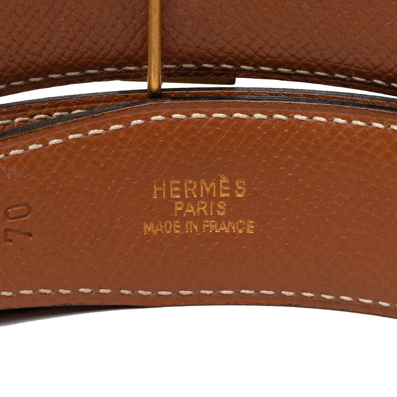 Box Calf and Courchevel Constance H Reversible Belt - Image 5
