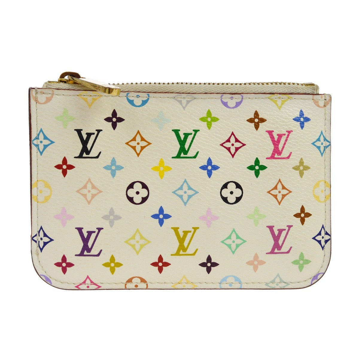 Louis Vuitton Pochette Clés Nm Monogram Multicolor Canvas White Calfskin Accessory