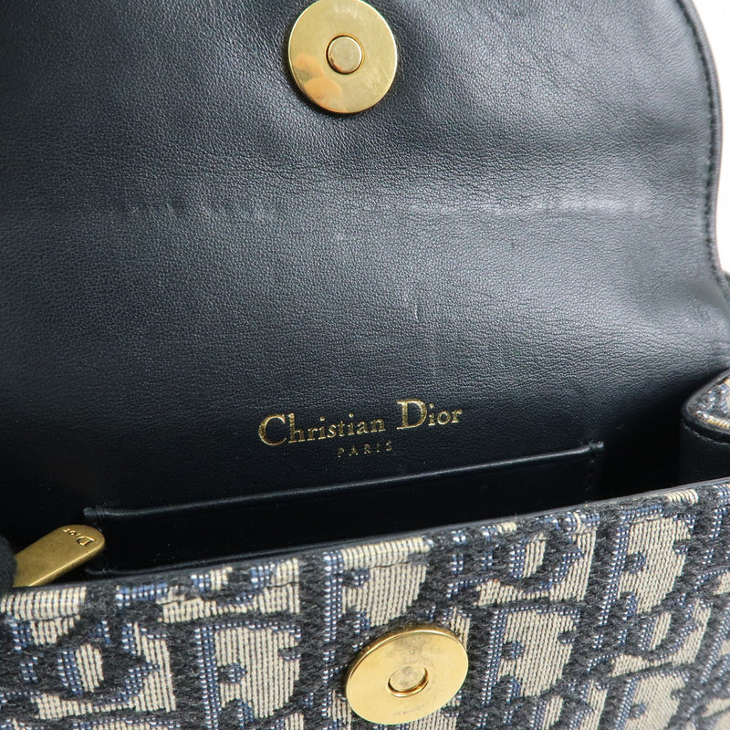 Christian Dior Saddle Belt Oblique Canvas Navy Bag