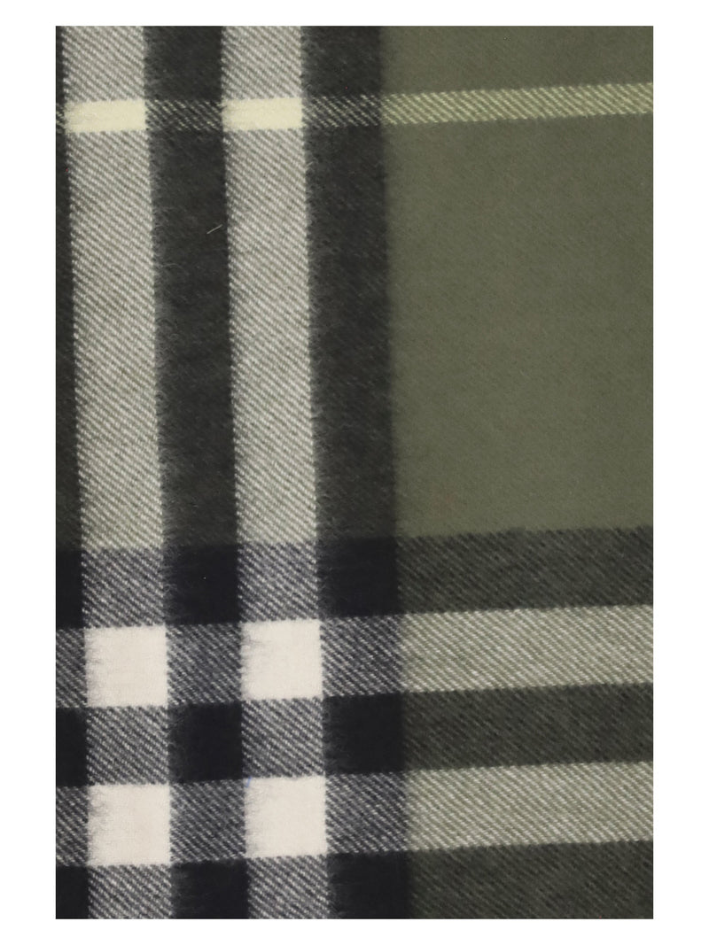 Burberry Check Cashmere Scarf — Green Kashmir/capra Hircus Scarfs
