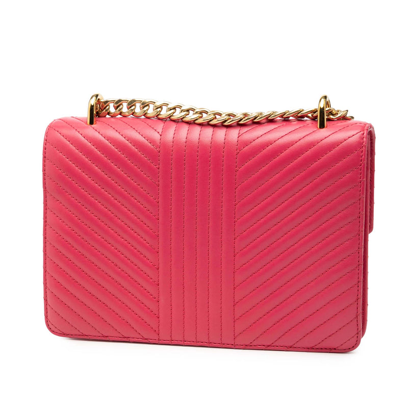Soft Calf Chevron Impunture Turn Lock Chain Crossbody - Image 2