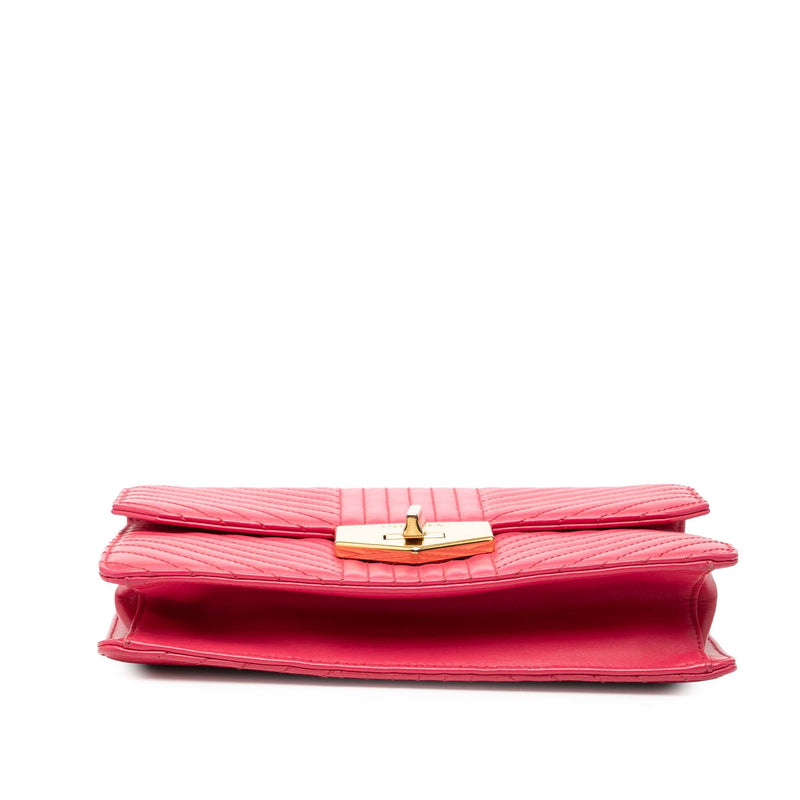 Soft Calf Chevron Impunture Turn Lock Chain Crossbody - Image 3