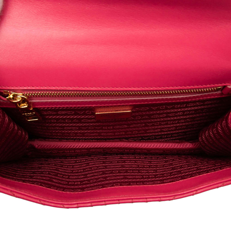 Soft Calf Chevron Impunture Turn Lock Chain Crossbody - Image 4