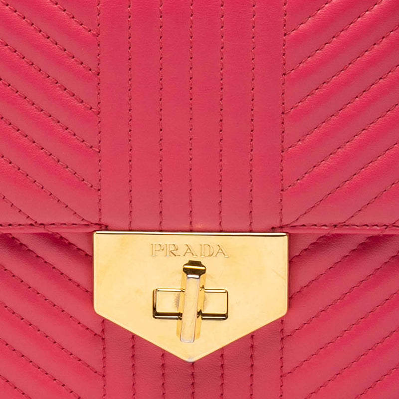 Soft Calf Chevron Impunture Turn Lock Chain Crossbody - Image 6