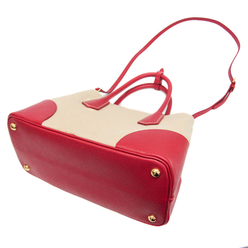 Prada Cuir Double Canvas And Saffiano Leather Beige Bag