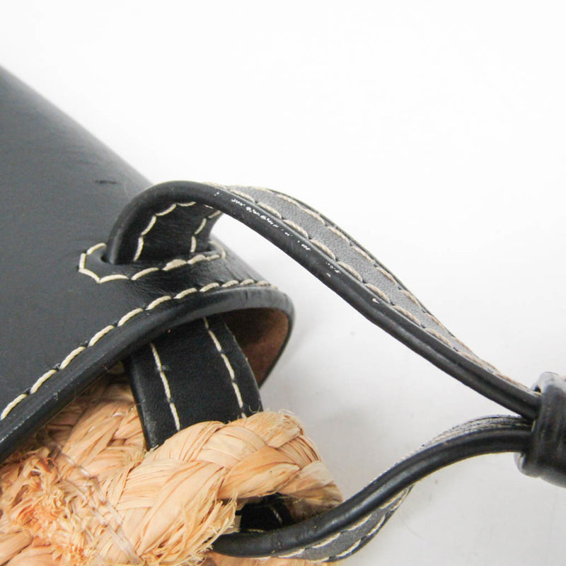 Loewe Gate Leather With Raffia Black Bag