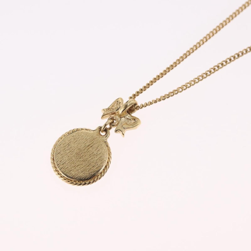 Christian Dior Round Logo Pendant Metal With Crystal Gold Bijoux