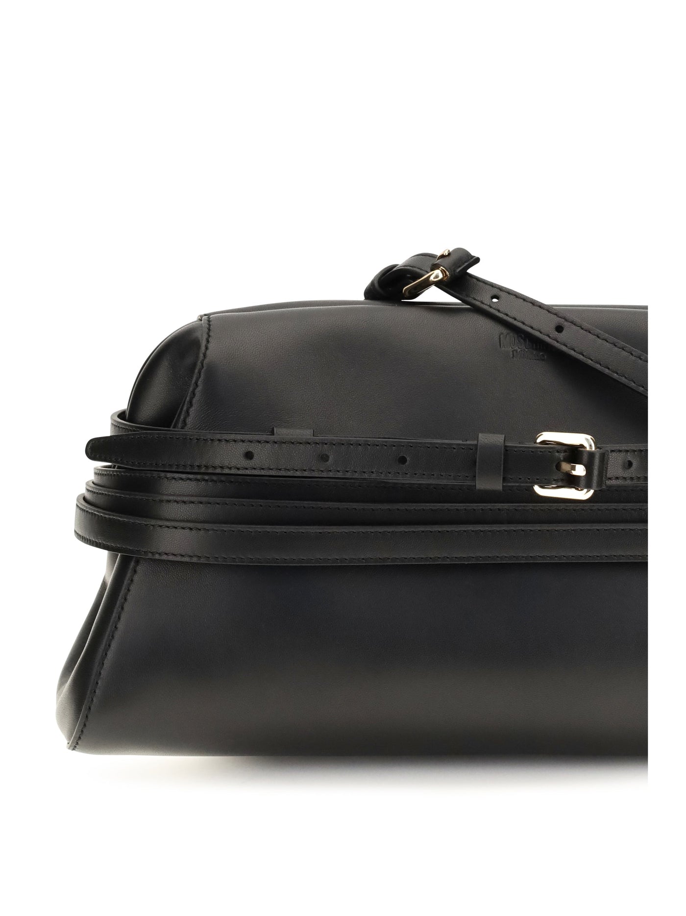 Moschino Nappa Leather Shoulder Bag — Black