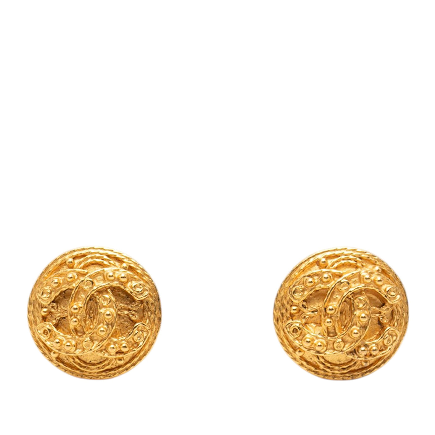 CC Gold Plated Round Clip On Earrings - Image 1