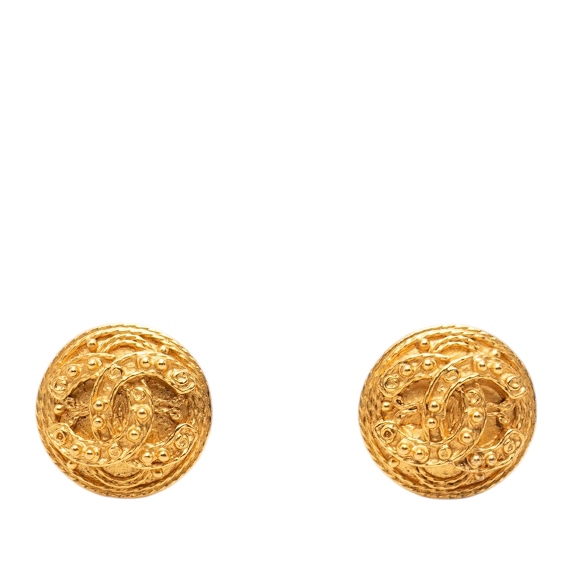 CC Gold Plated Round Clip On Earrings - Image 1