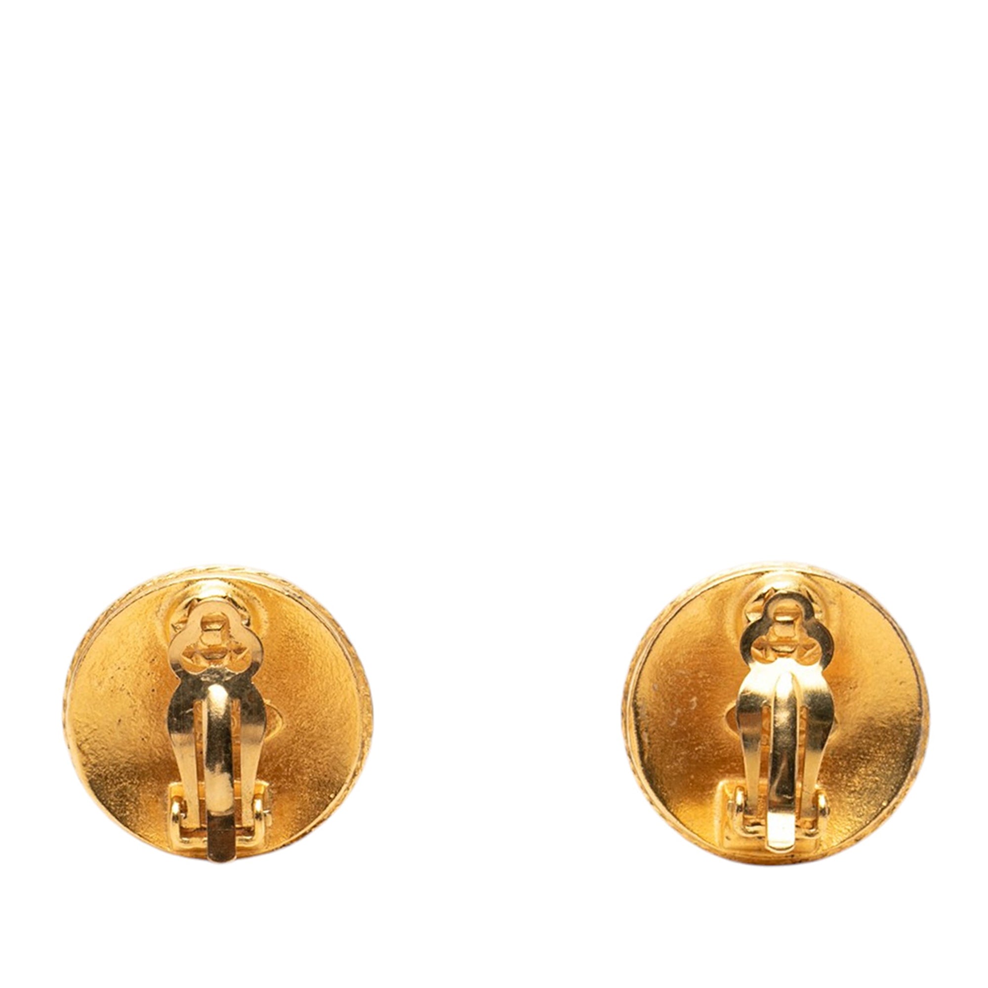 CC Gold Plated Round Clip On Earrings - Image 2