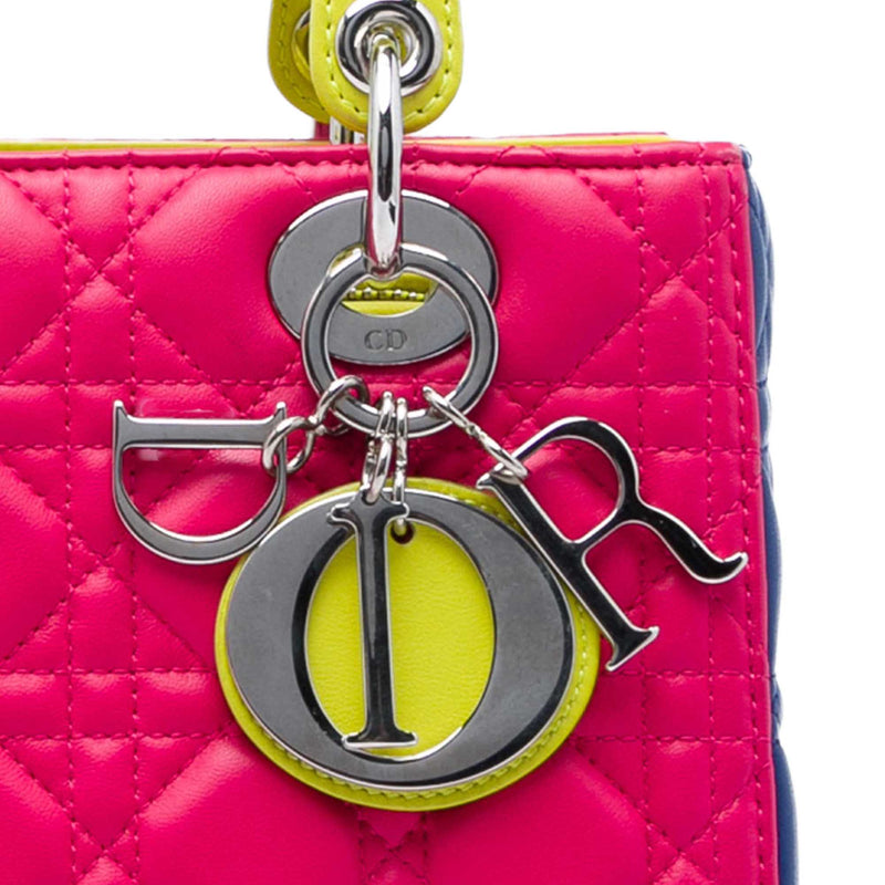 Medium Tricolor Lambskin Cannage Lady Dior - Image 5