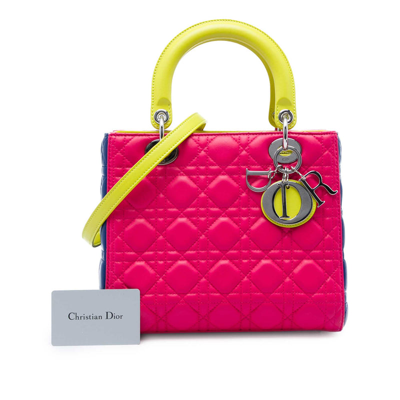 Medium Tricolor Lambskin Cannage Lady Dior - Image 7