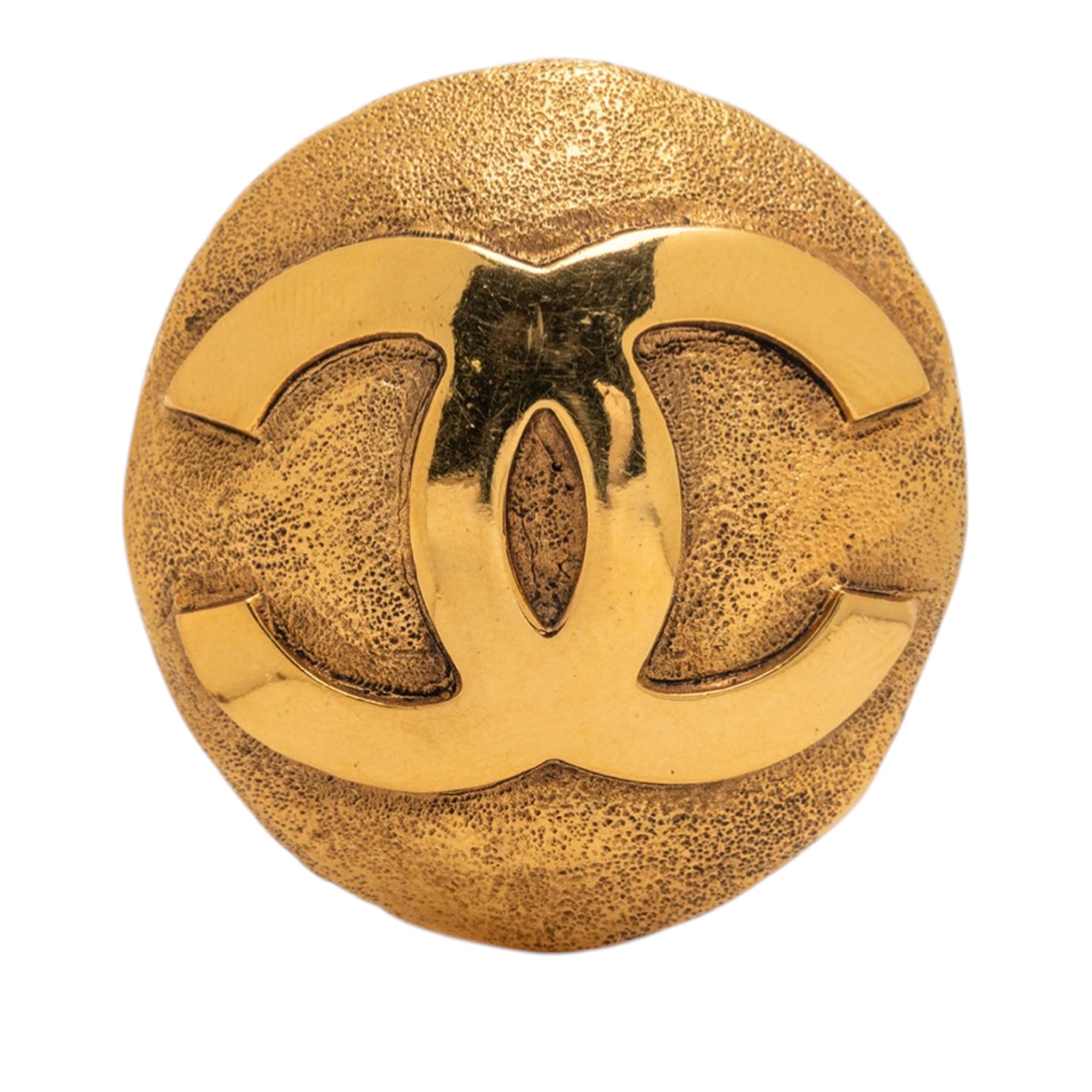 CC Gold Plated Round Pin Brooch - Image 1
