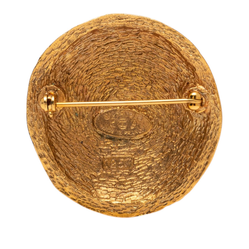 CC Gold Plated Round Pin Brooch - Image 2