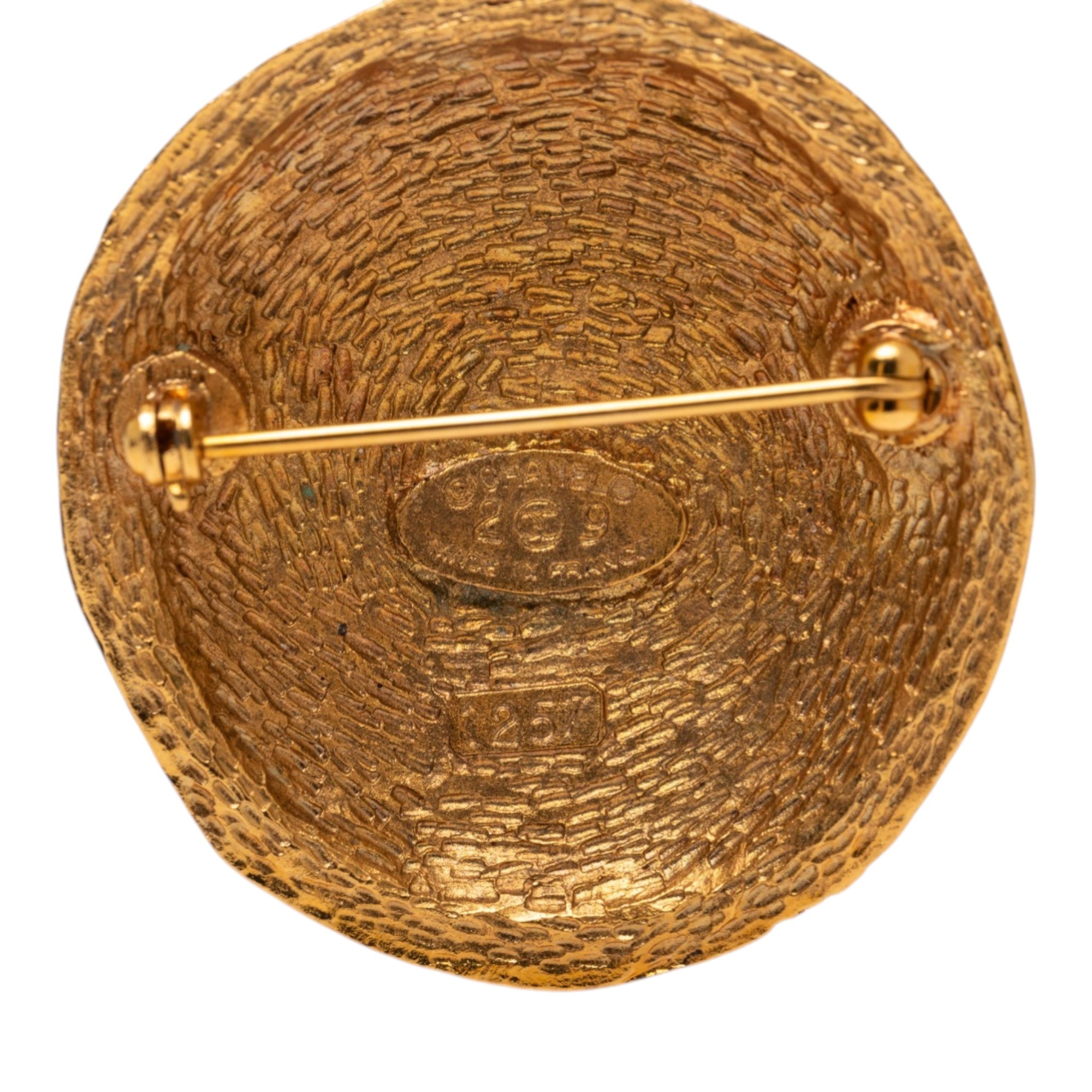 CC Gold Plated Round Pin Brooch - Image 3