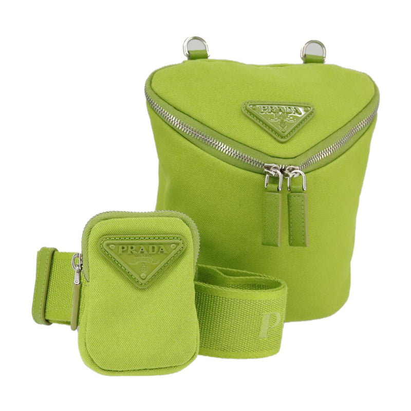 Prada Zipped Triangle Canvas Green Bag