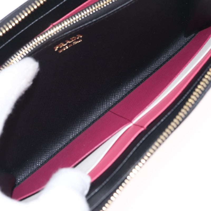 Prada Zip Around Tab Saffiano Leather Black Accessory