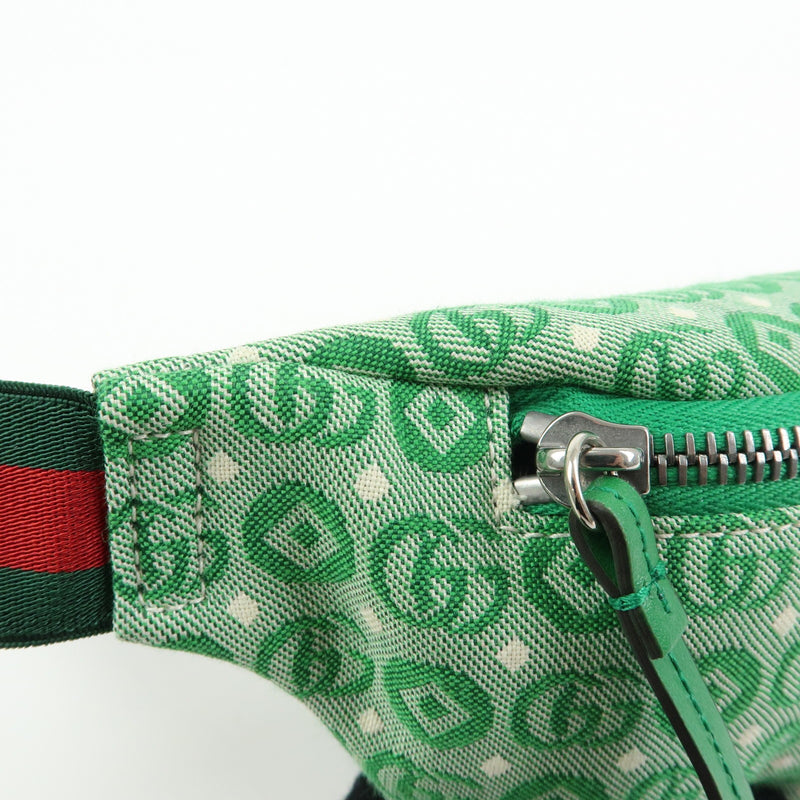 Gucci Childrens Belt Printed Gg Coated Canvas Green Bag
