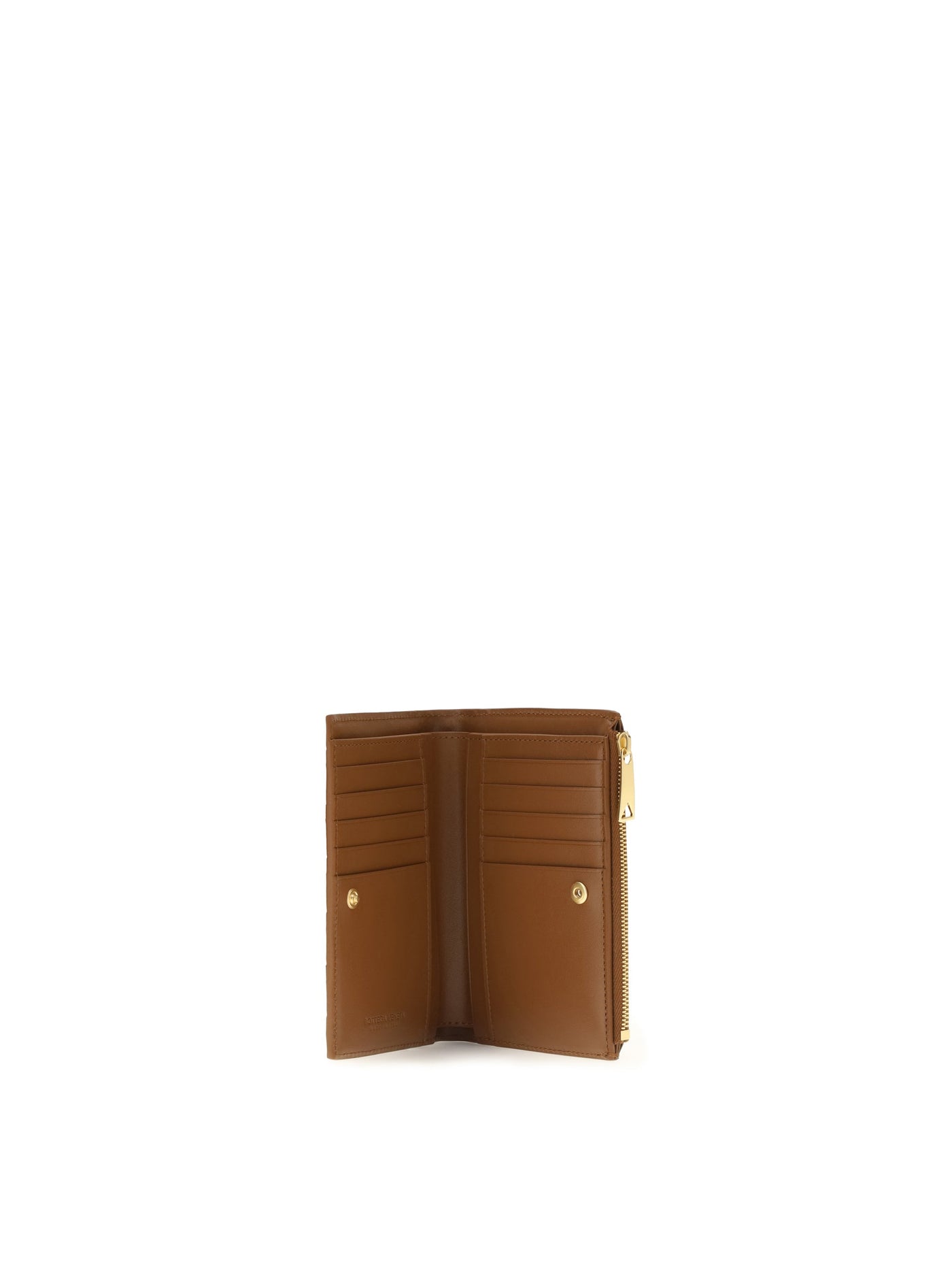 Bottega Veneta Woven Lambskin Wallet — Brown
