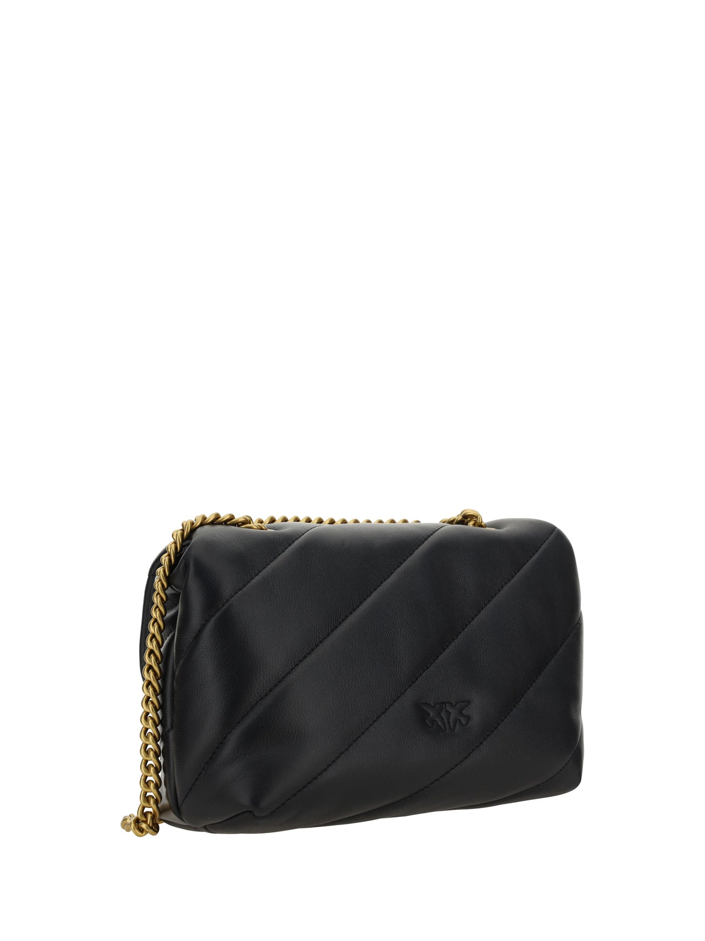 Pinko Love Mini Puff Shoulder Bag — Black Calf Leather