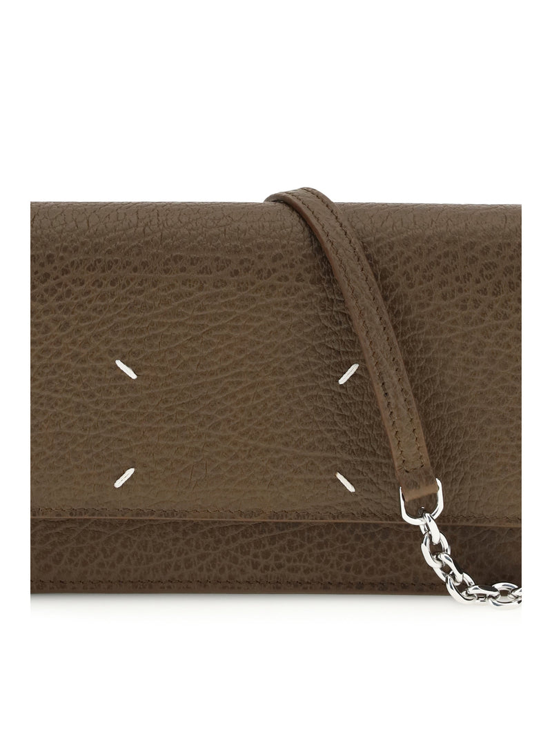 Maison Margiela Grained Calf Leather With Chain Strap Wallet — Green & Purses