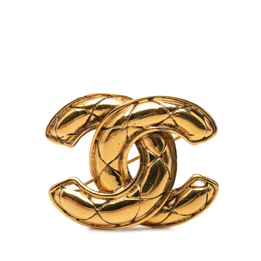 CC Gold Plated Quilted Brooch - Image 1