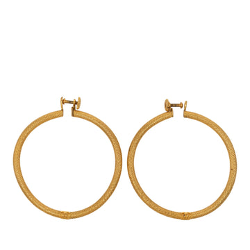 CC Gold Plated Textured Hoop Screw Back Earrings - Image 1