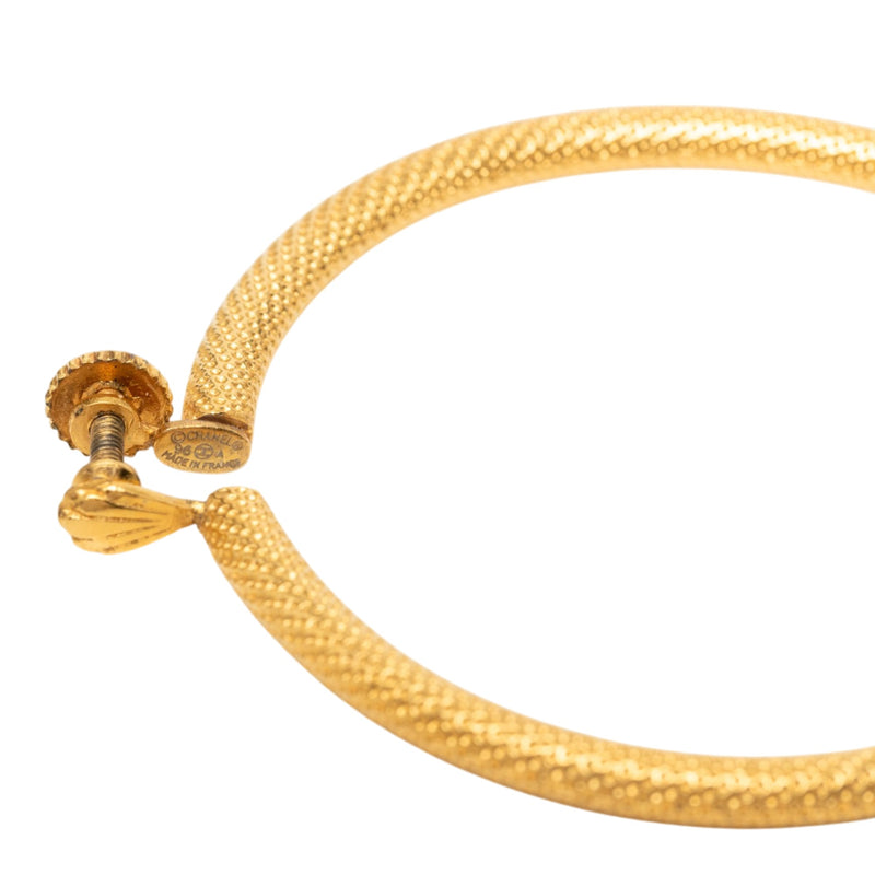 CC Gold Plated Textured Hoop Screw Back Earrings - Image 5