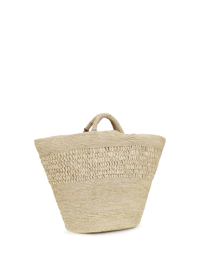 Manebi Fiji Tote Bag — Beige Raffia