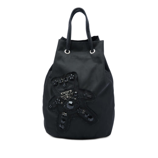 Beaded Tessuto Evening Bear Drawstring Bucket Bag - Image 1