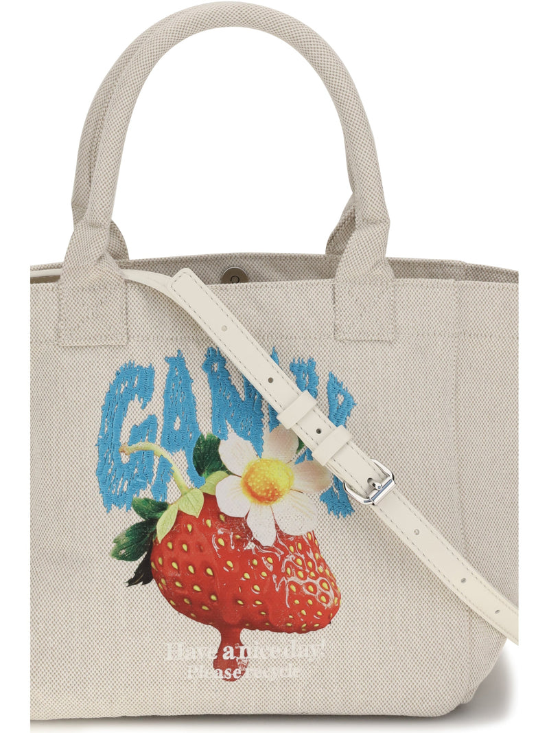 Ganni Easy Shoulder Bag — Beige Polyester