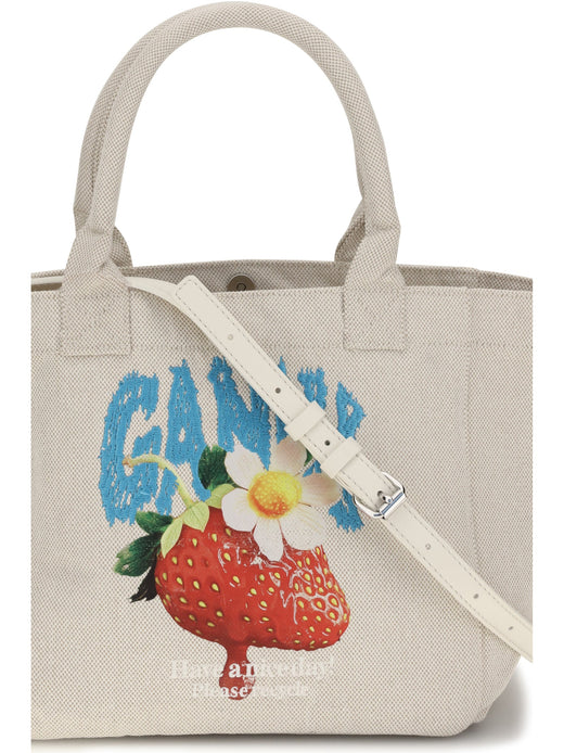 Ganni Easy Shoulder Bag — Beige Polyester