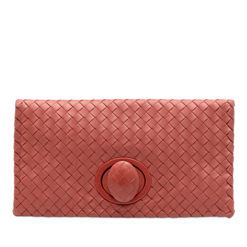 Nappa Intrecciato Turn Lock Clutch