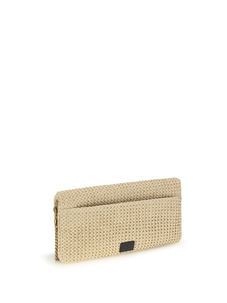 Pinko Love Click Shoulder Bag — Beige Polypropylene