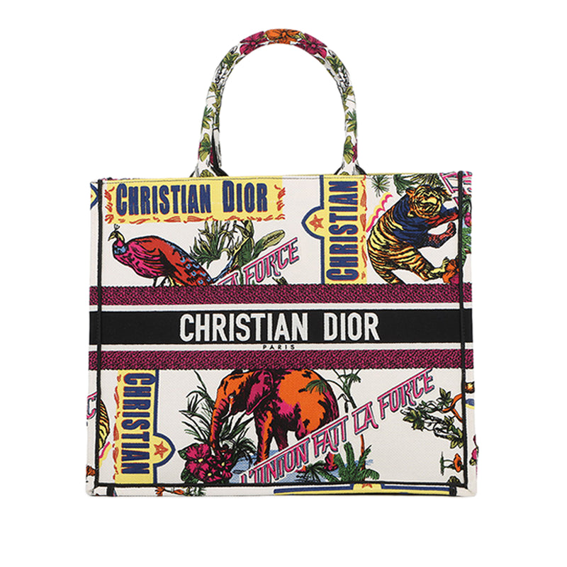 Large Embroidered Canvas Indian Animals Book Tote