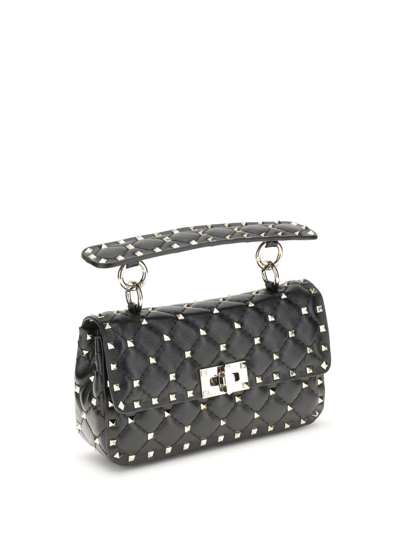 Valentino Garavani Quilted Nappa Leather Top Handle Bag — Black Lamb Ovis Aries