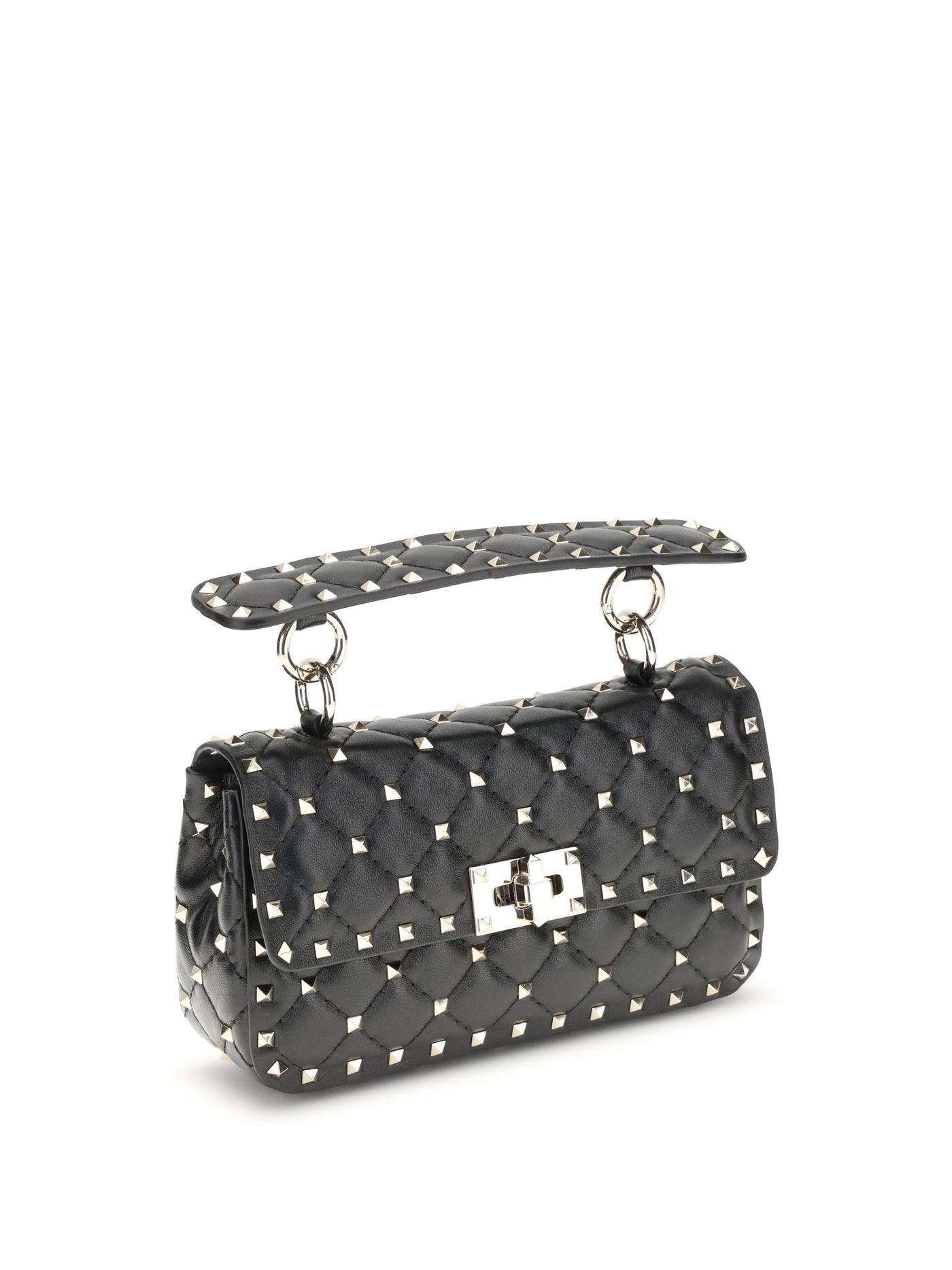 Valentino Garavani Rockstud Spike Shoulder Bag — Black Lambskin