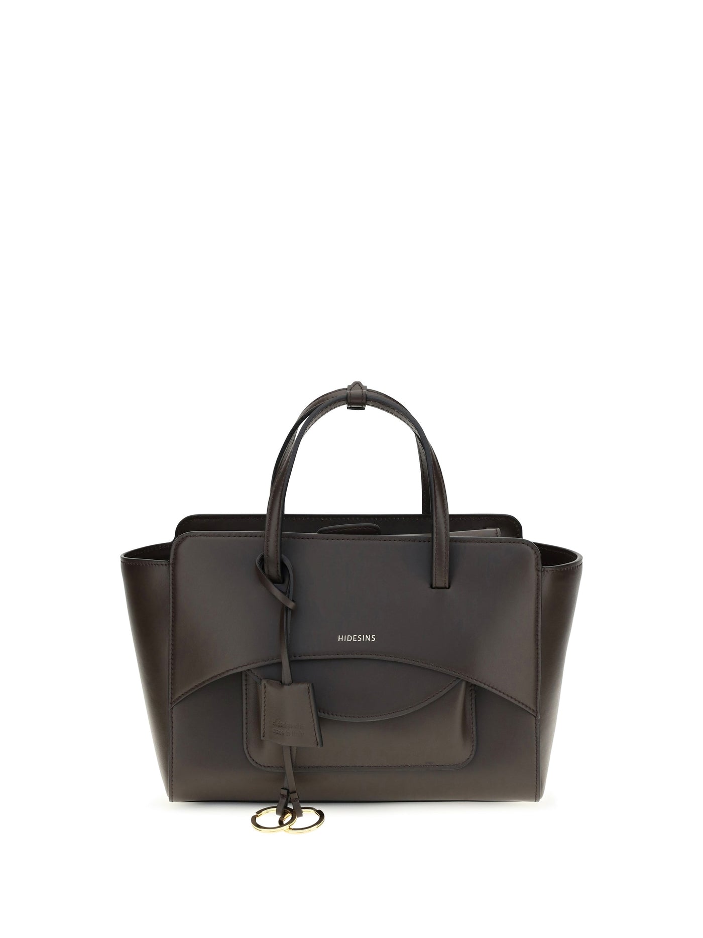Hidesins Structured Calf Leather Top Handle Bag — Brown Bos Taurus